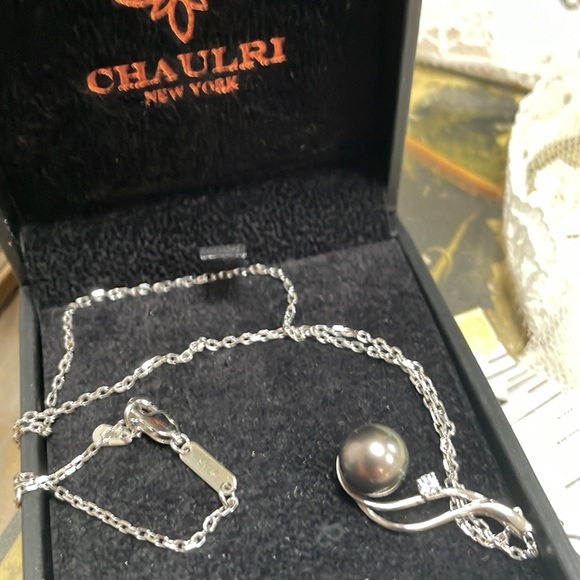 Chaulri Tahitian Black Pearl Pendant Sterling 925 Necklace - Picture 11 of 16